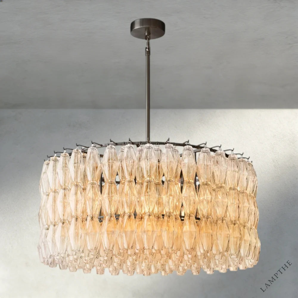 37" / Clear / Bronze CHIARA CLEAR/ SMOKE GLASS ROUND CHANDELIER 37", 47", 62"