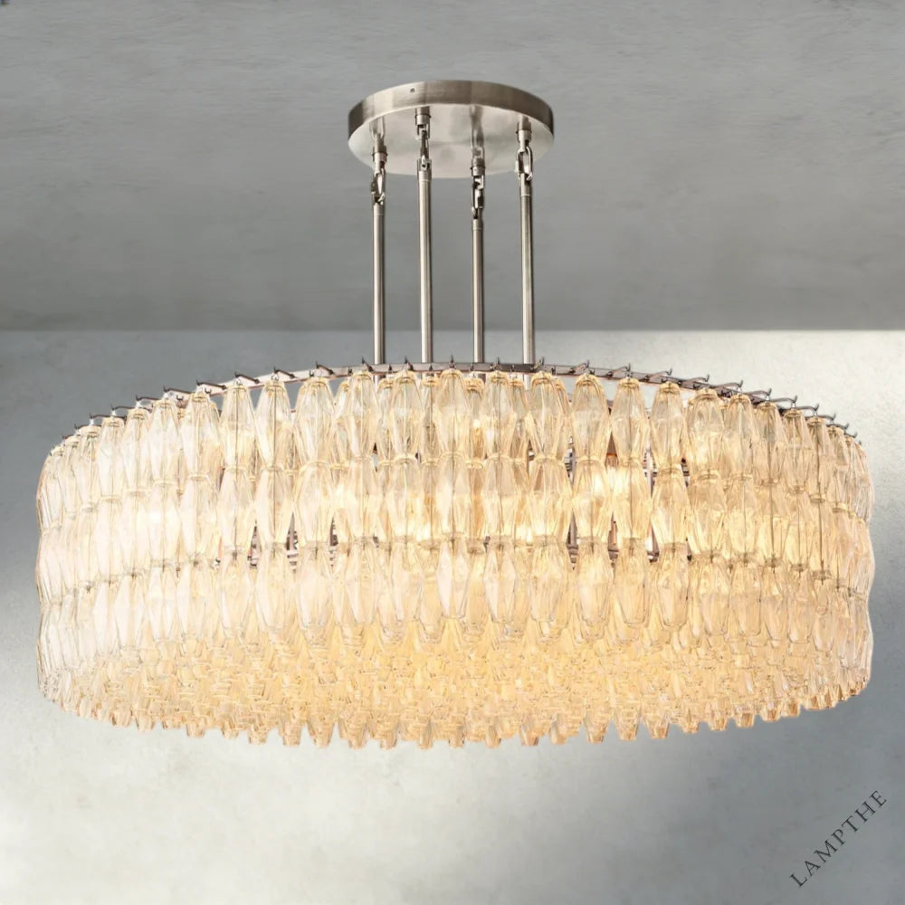 62" / Clear / Nickle CHIARA CLEAR/ SMOKE GLASS ROUND CHANDELIER 37", 47", 62"
