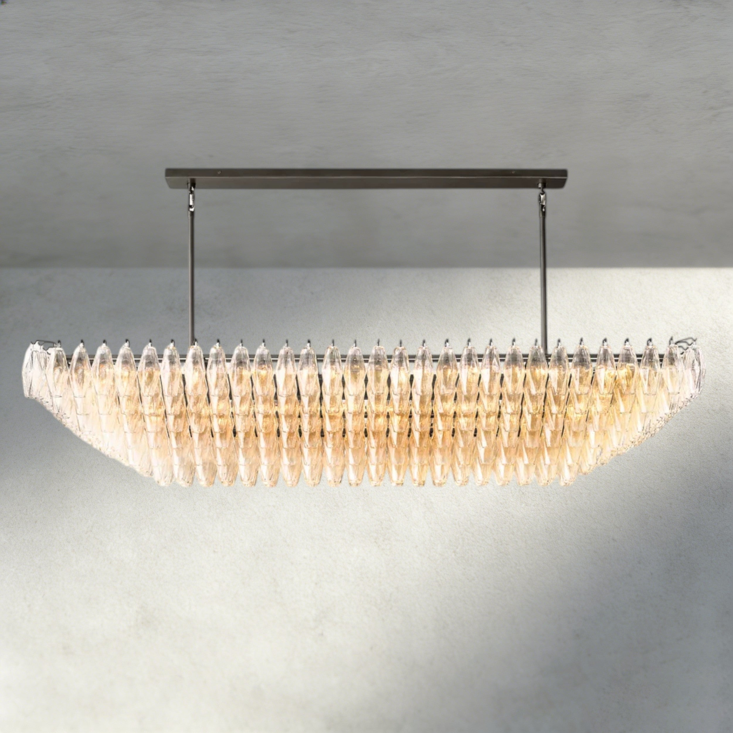 74" / Clear / Bronze CHIARA CLEAR/ SMOKE GLASS TIERED RECTANGULAR CHANDELIER 54", 74"