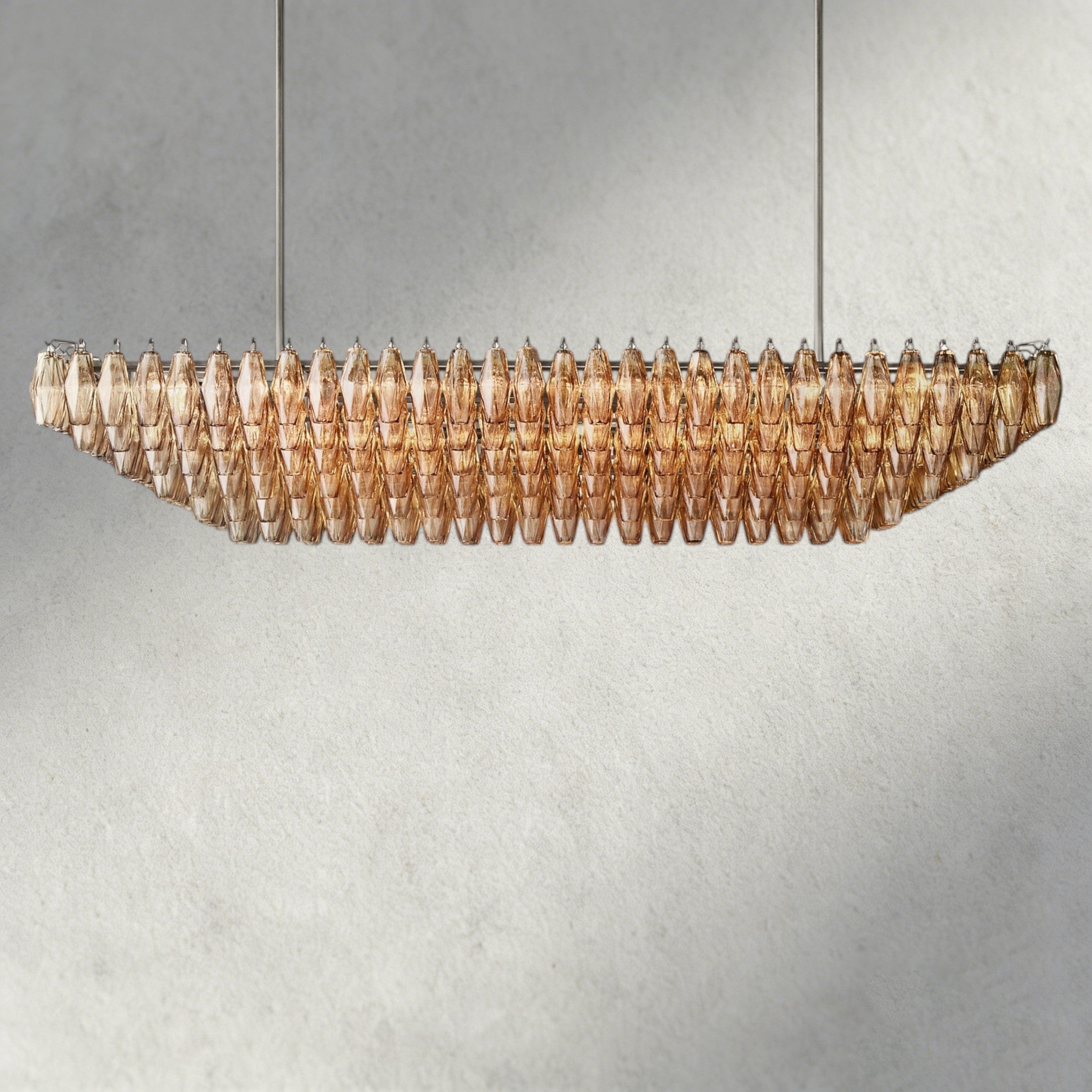 74" / Smoke / Bronze CHIARA CLEAR/ SMOKE GLASS TIERED RECTANGULAR CHANDELIER 54", 74"