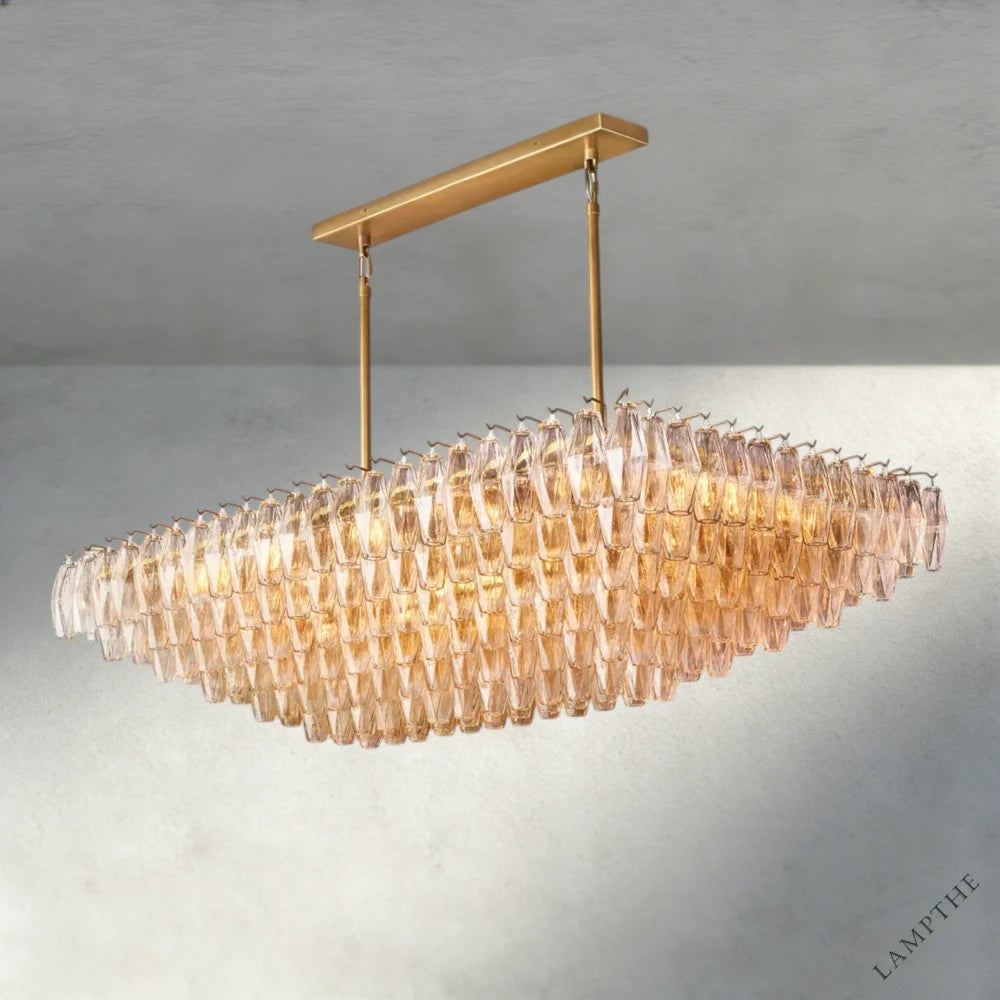 CHIARA CLEAR/ SMOKE GLASS TIERED RECTANGULAR CHANDELIER 54", 74"