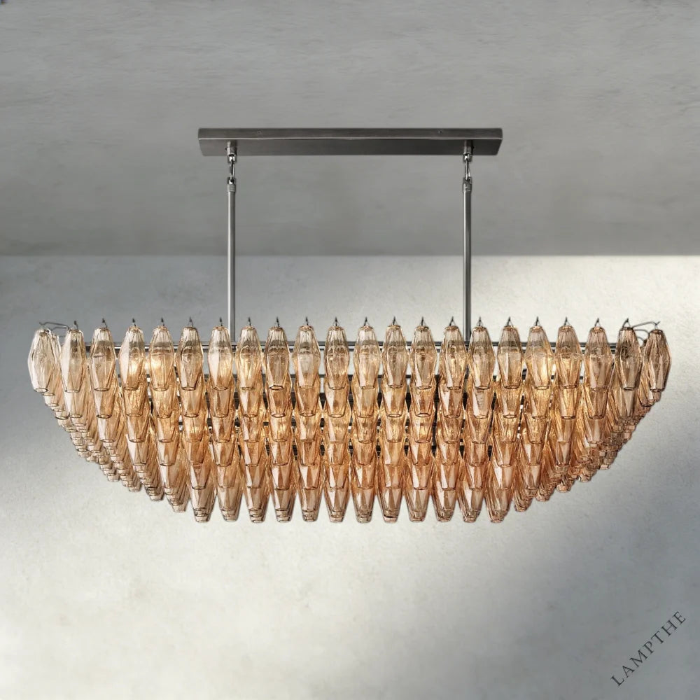54" / Smoke / Bronze CHIARA CLEAR/ SMOKE GLASS TIERED RECTANGULAR CHANDELIER 54", 74"