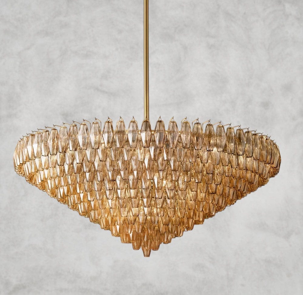 62" / Smoke / Brass CHIARA CLEAR/ SMOKE GLASS TIERED ROUND CHANDELIER 37", 47", 62"