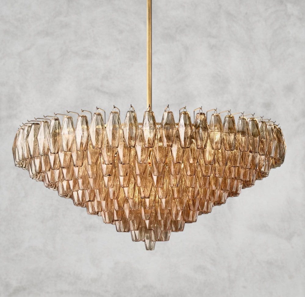 47" / Smoke / Brass CHIARA CLEAR/ SMOKE GLASS TIERED ROUND CHANDELIER 37", 47", 62"