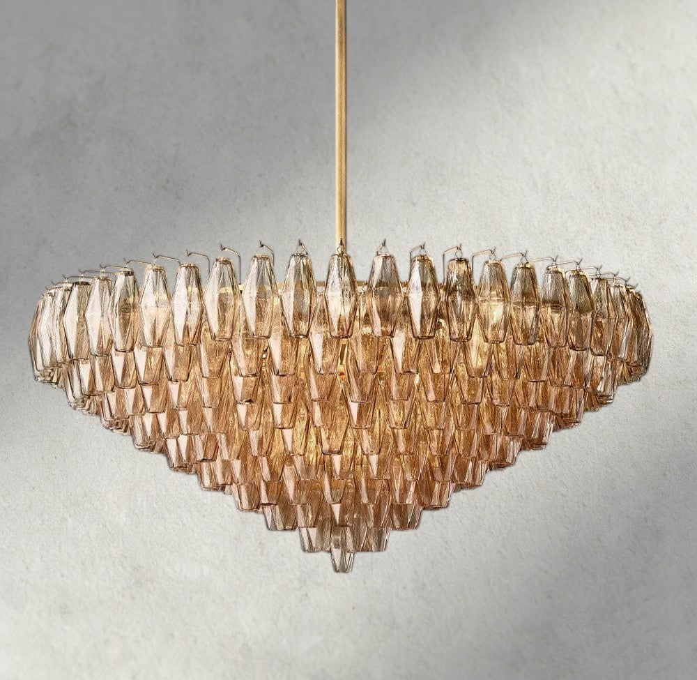 47" / Smoke / Brass CHIARA CLEAR/ SMOKE GLASS TIERED ROUND CHANDELIER 37", 47", 62"