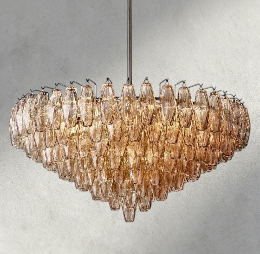 37" / Smoke / Bronze CHIARA CLEAR/ SMOKE GLASS TIERED ROUND CHANDELIER 37", 47", 62"