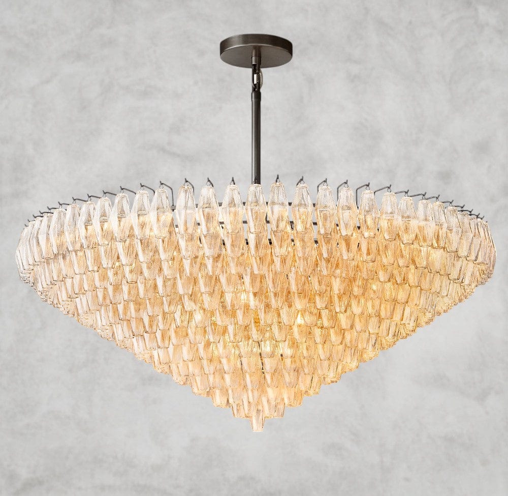 62" / Clear / Bronze CHIARA CLEAR/ SMOKE GLASS TIERED ROUND CHANDELIER 37", 47", 62"