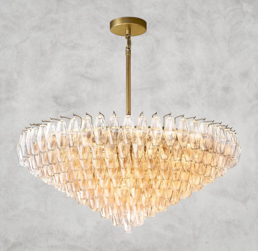 47" / Clear / Brass CHIARA CLEAR/ SMOKE GLASS TIERED ROUND CHANDELIER 37", 47", 62"