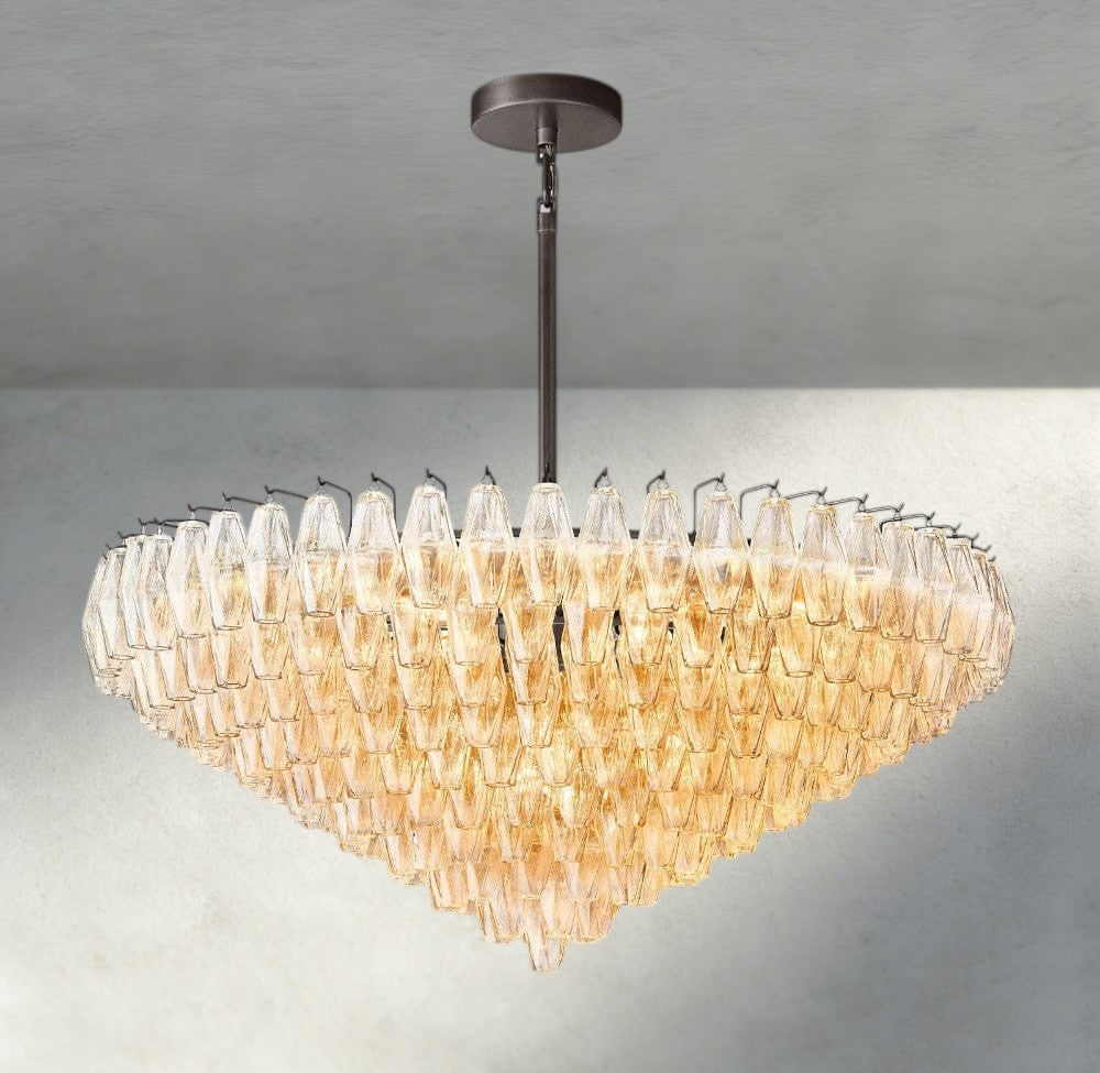 47" / Clear / Bronze CHIARA CLEAR/ SMOKE GLASS TIERED ROUND CHANDELIER 37", 47", 62"