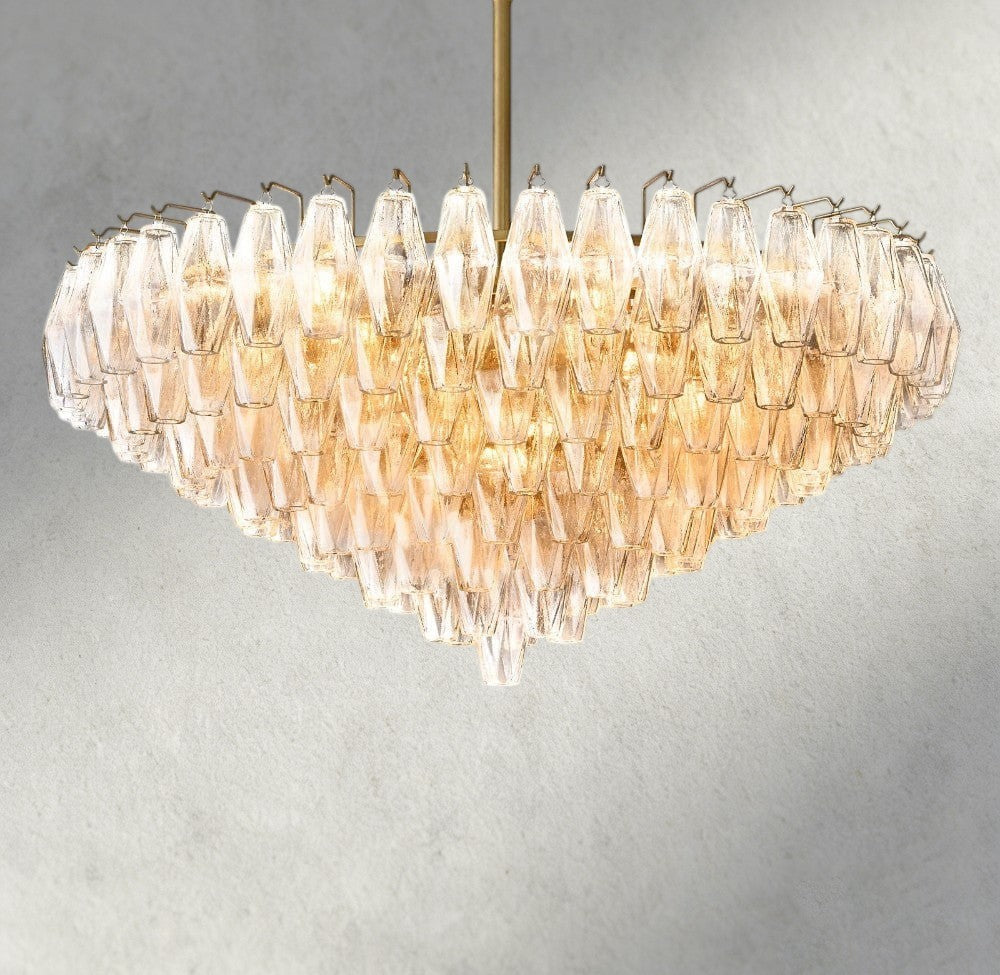 37" / Clear / Brass CHIARA CLEAR/ SMOKE GLASS TIERED ROUND CHANDELIER 37", 47", 62"