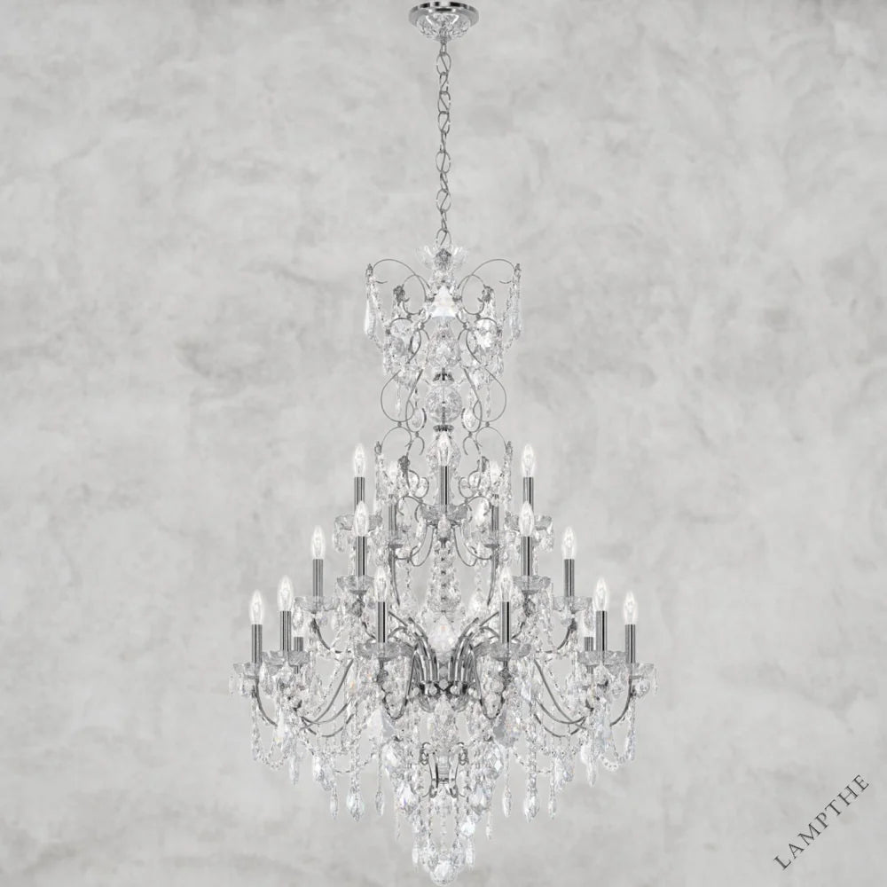 Silver / Clear Heritage Crystal Coinora Century Chandelier 37"
