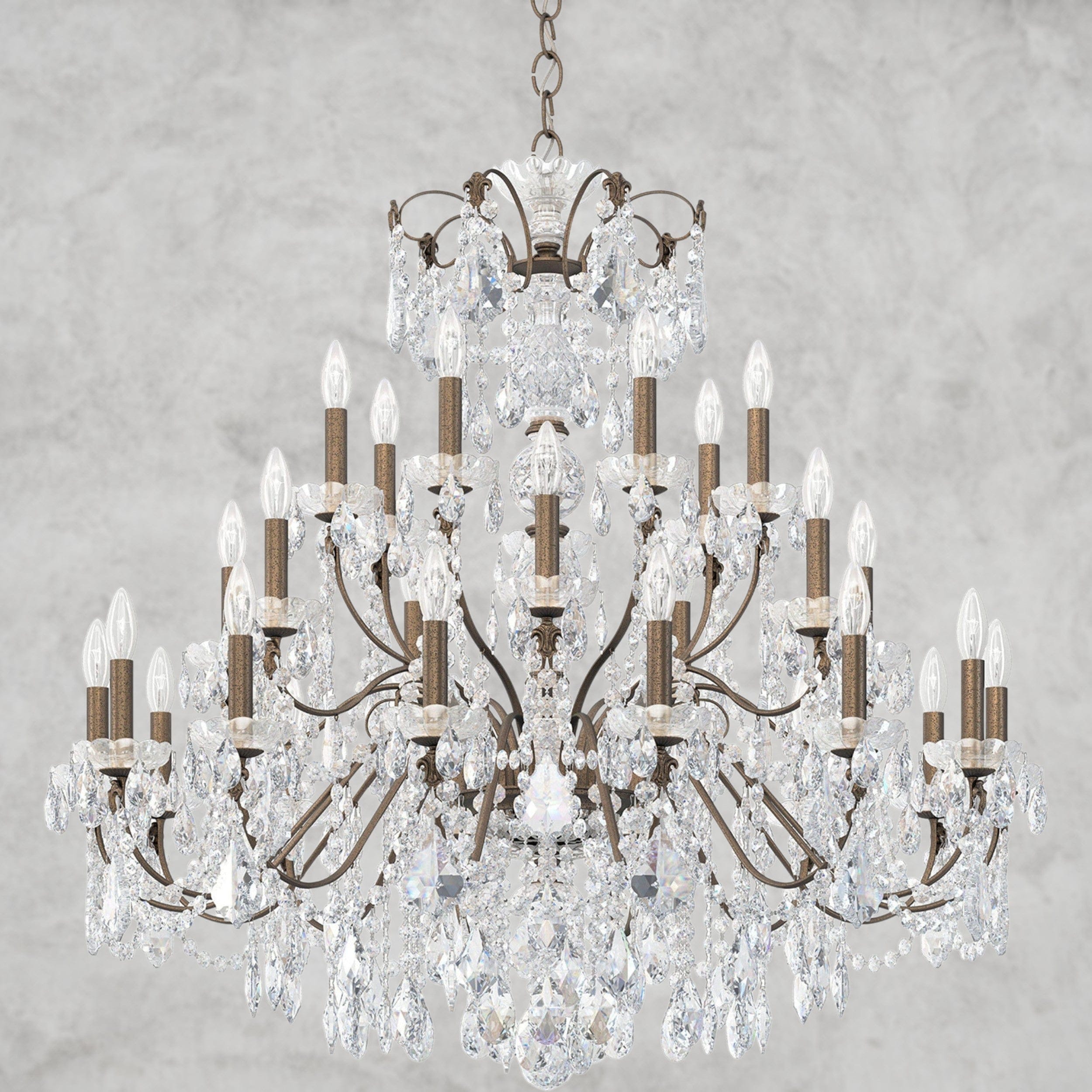 Etruscan Gold / Clear Heritage Crystal Coinora Century Chandelier 42"