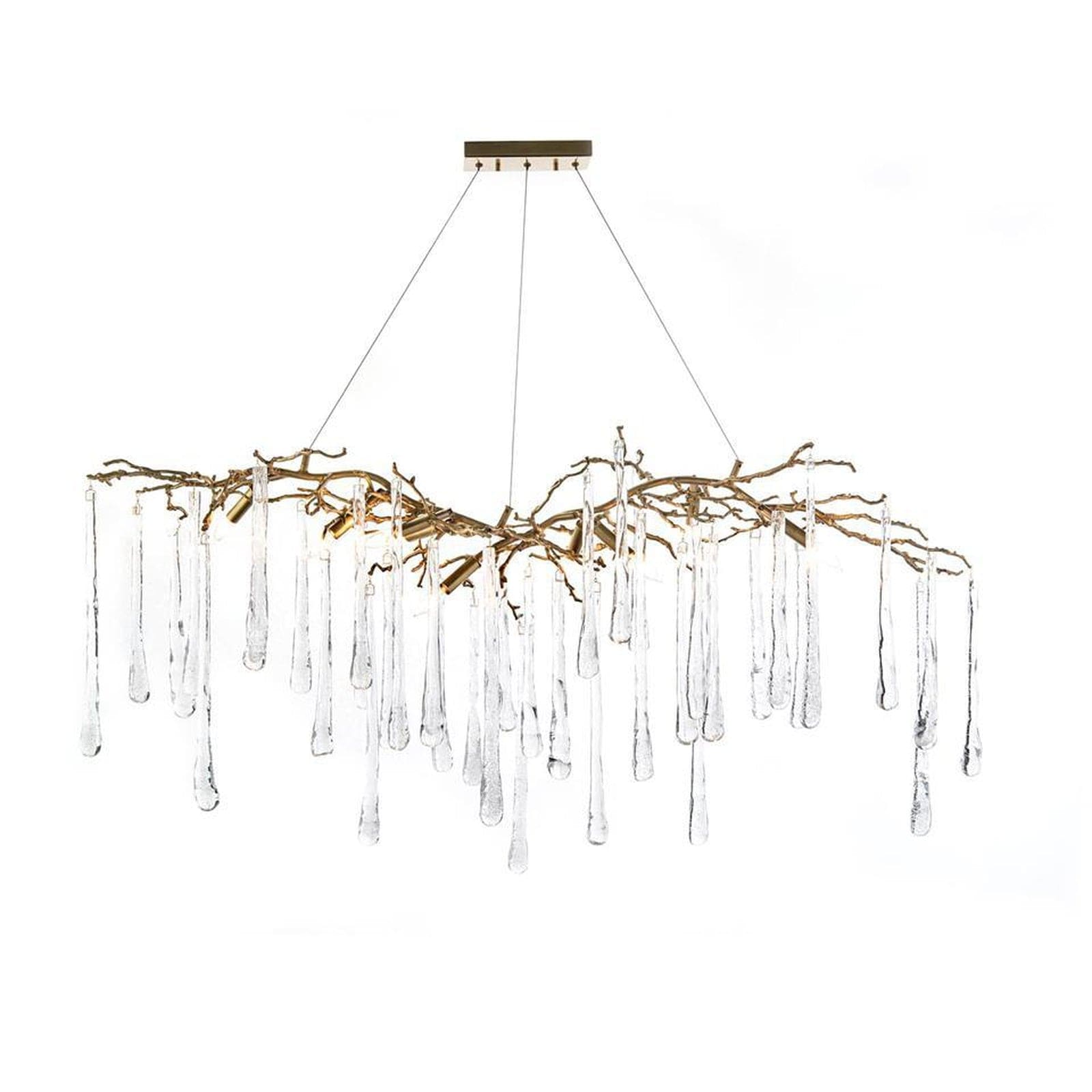 Dermiq Brass And Glass Teardrop Nine-Light Chandelier