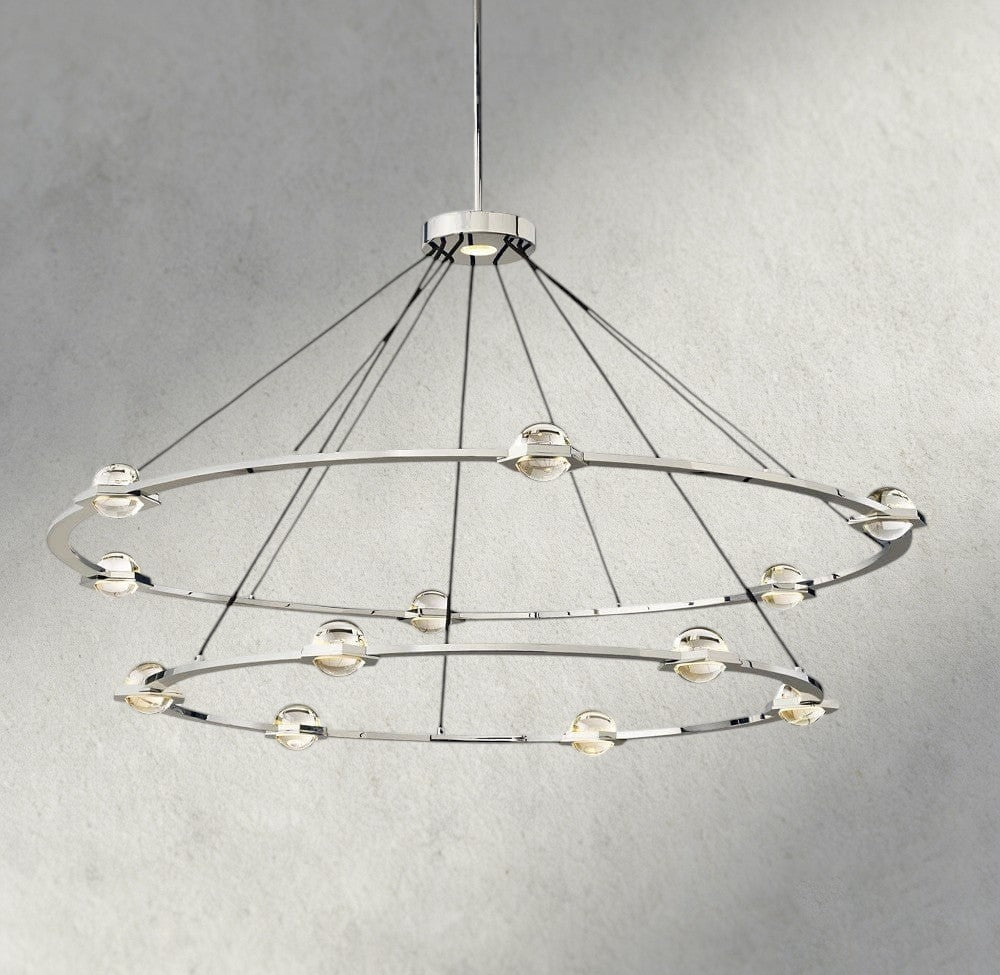 Two-Tied 60" / Nickle Éclatant Round Chandelier 36", 48", 60", Two-Tied 60"