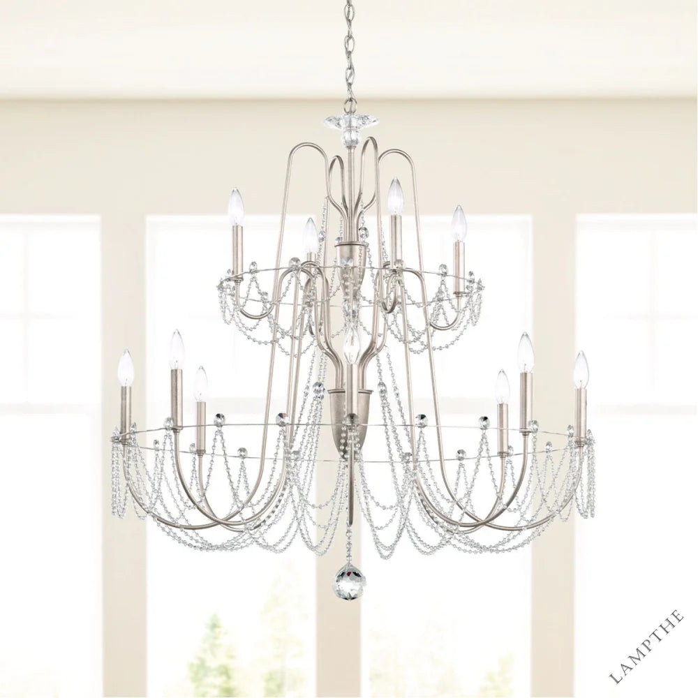Esmeralda 2-Tier Crystal Chandelier 37"