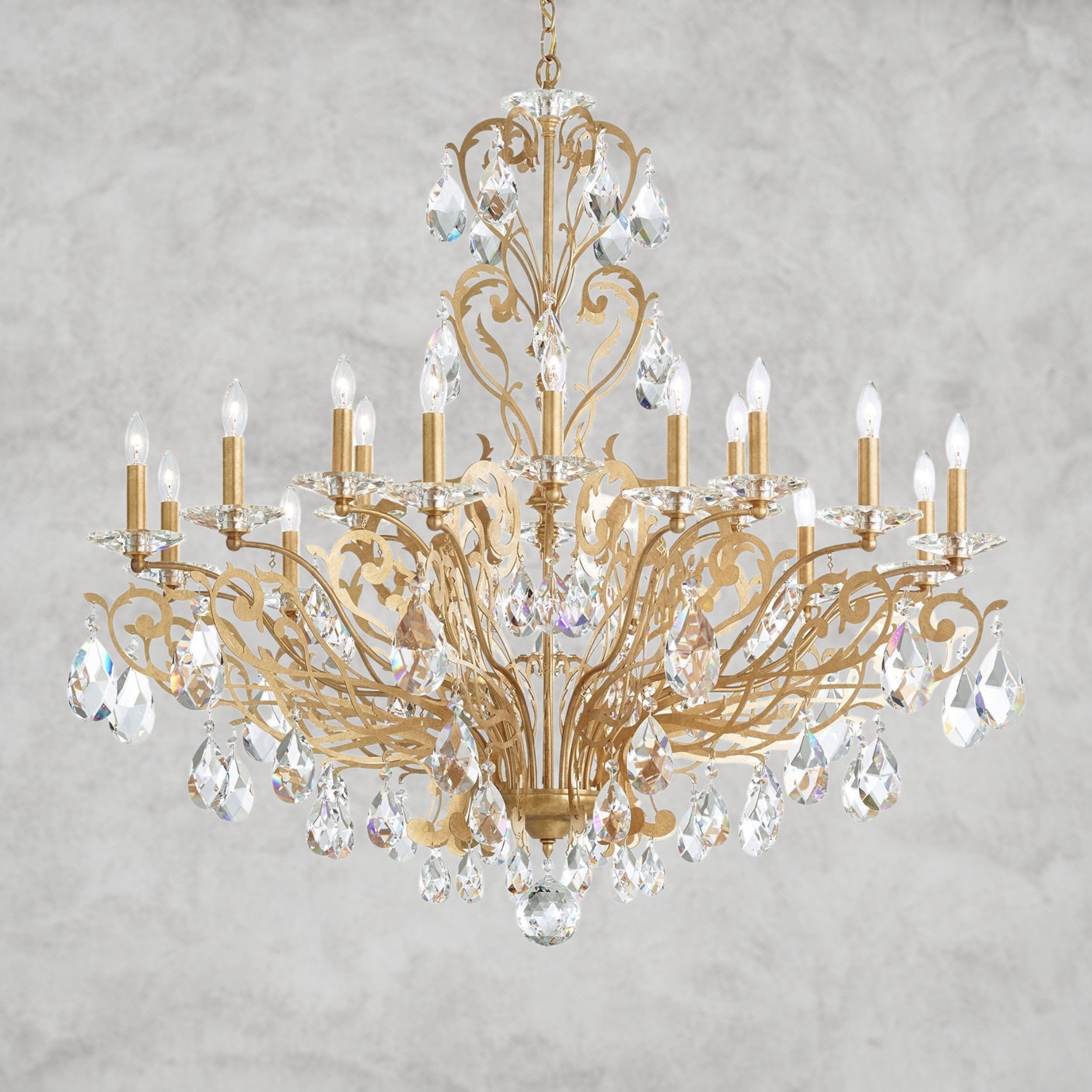 Heirloom Gold Filigrae Crystal Chandelier39"