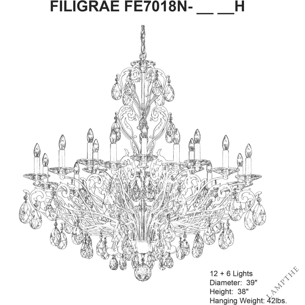 Filigrae Crystal Chandelier39"