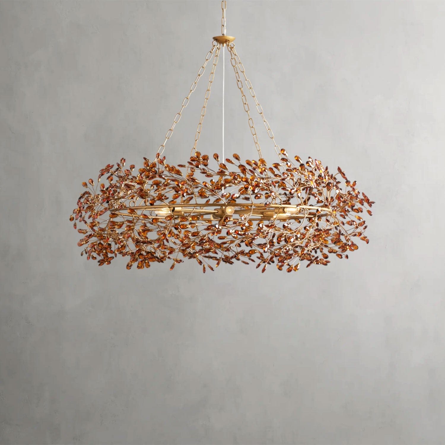48" / BRASS/AMBER Fiore Crown Chandelier 39", 48", 60"