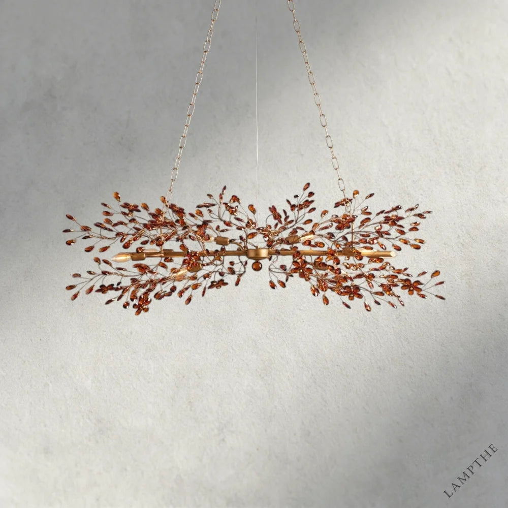 51" / BRASS/AMBER Fiore Linear Chandelier 51", 68"