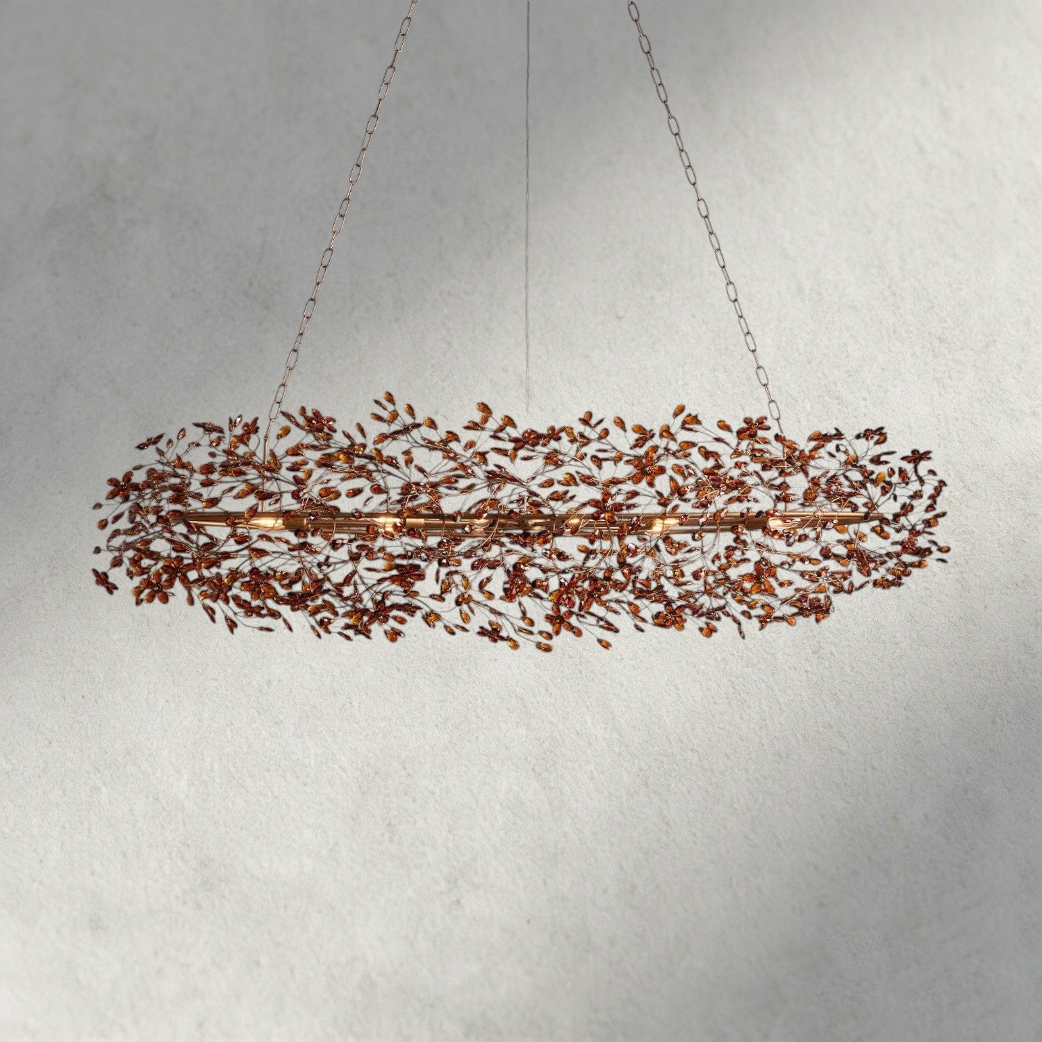 74" / BRASS/AMBER Fiore Oval Chandelier 62", 74"