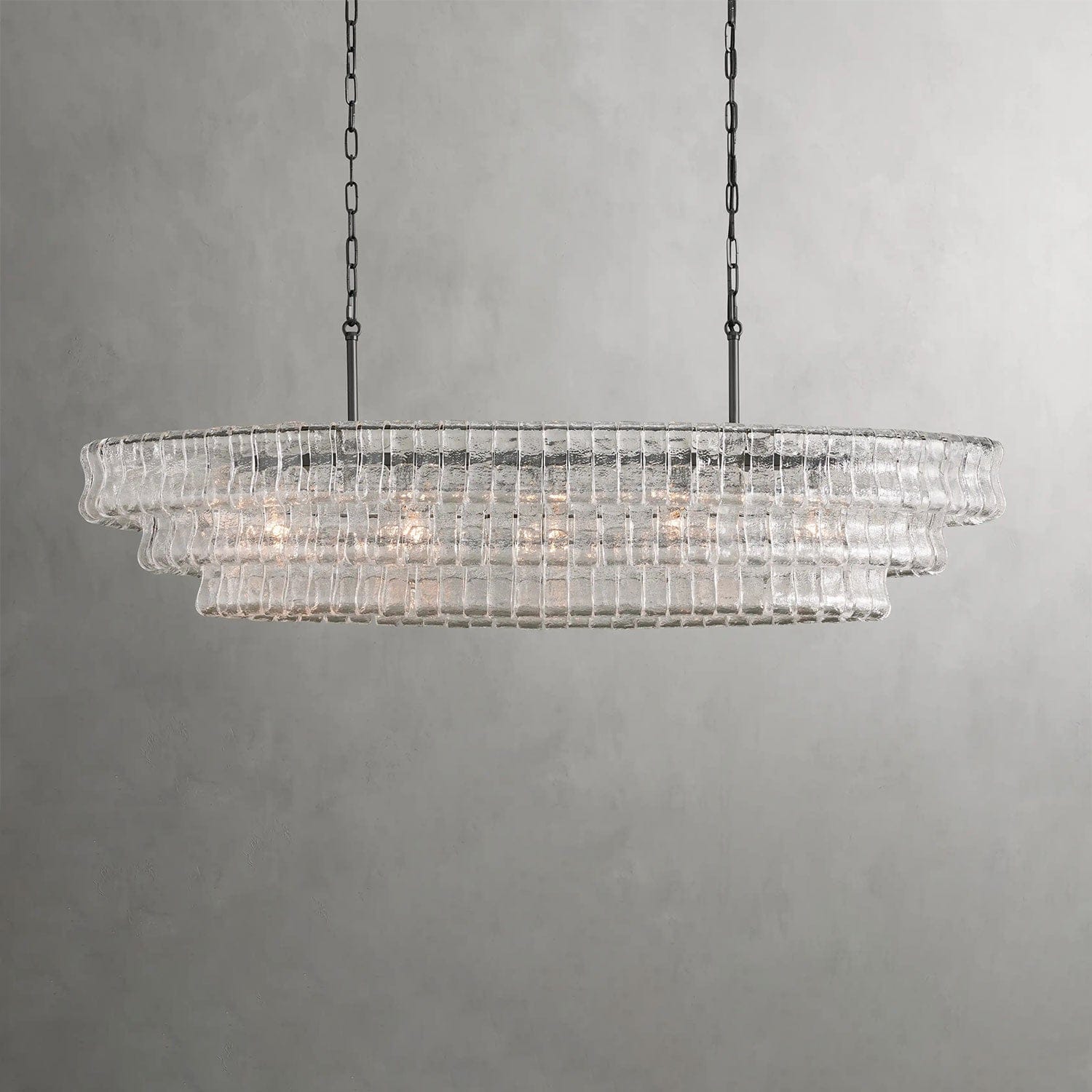 54" / Bronze / Clear Ghiaccio Oval Chandelier 54", 65"