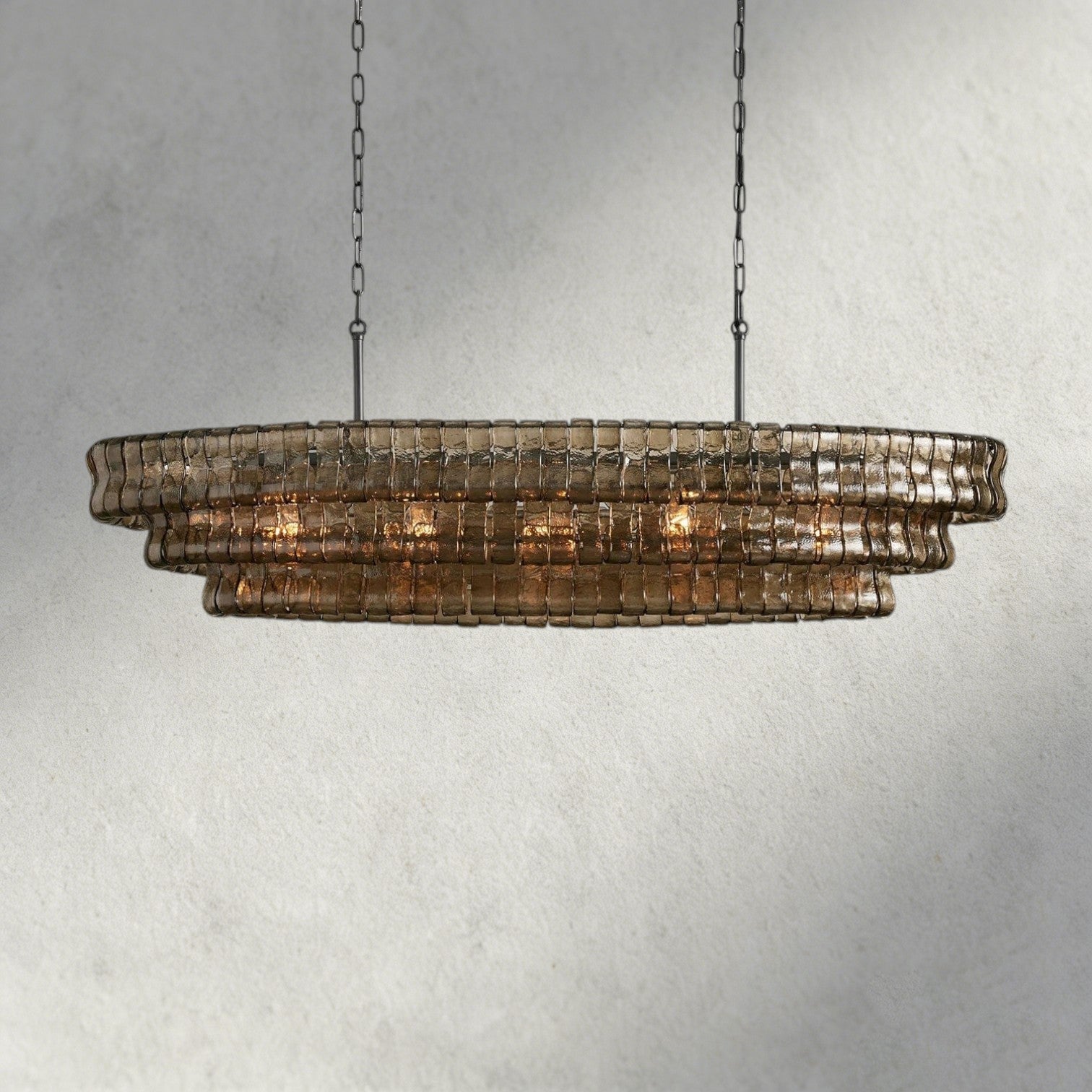 54" / Bronze / Smoke Ghiaccio Oval Chandelier 54", 65"