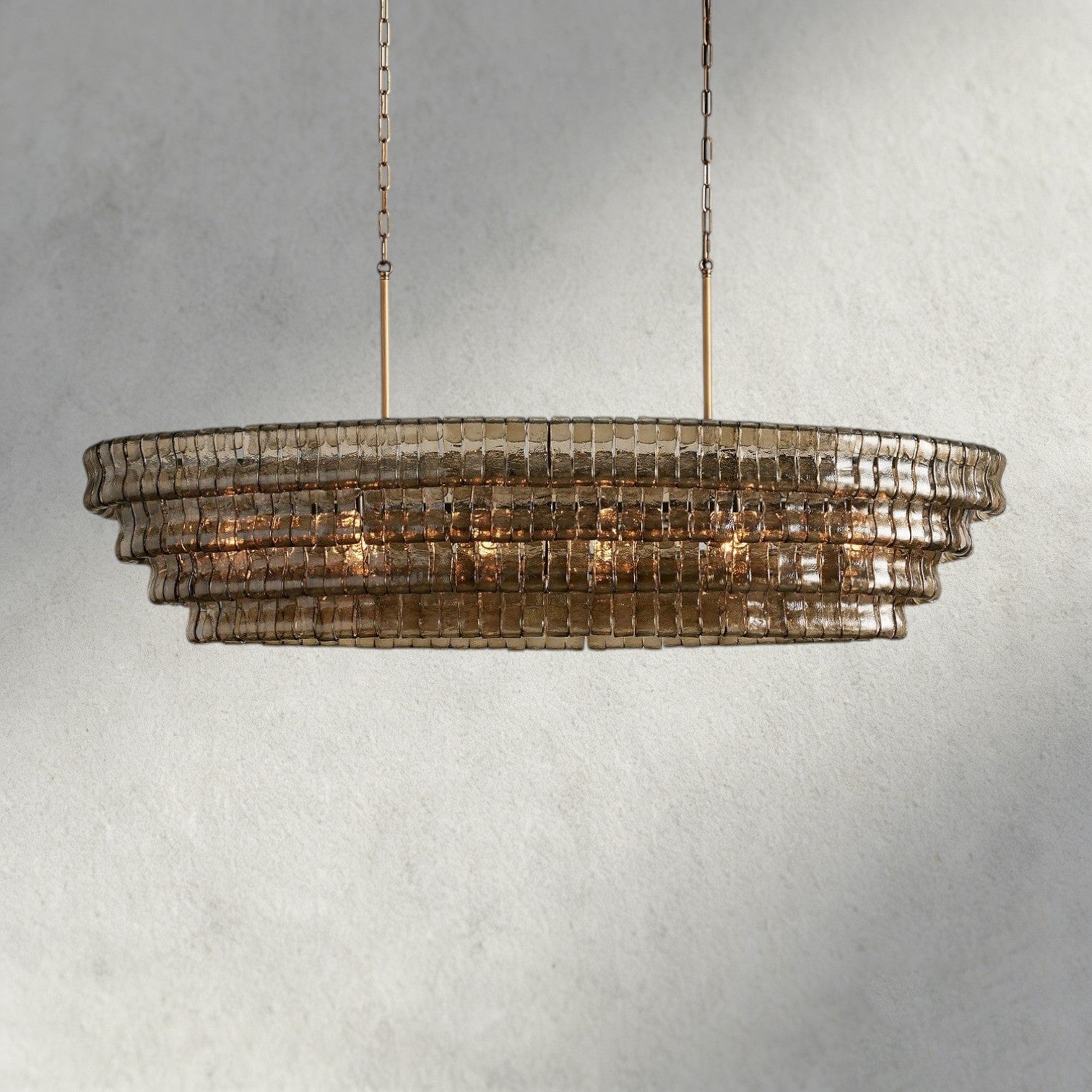 65" / Brass / Smoke Ghiaccio Oval Chandelier 54", 65"