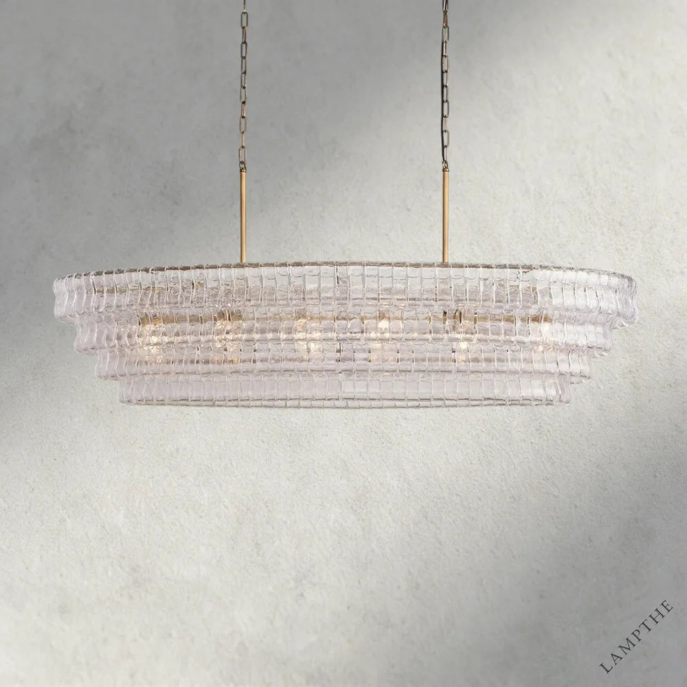 65" / Brass / Clear Ghiaccio Oval Chandelier 54", 65"