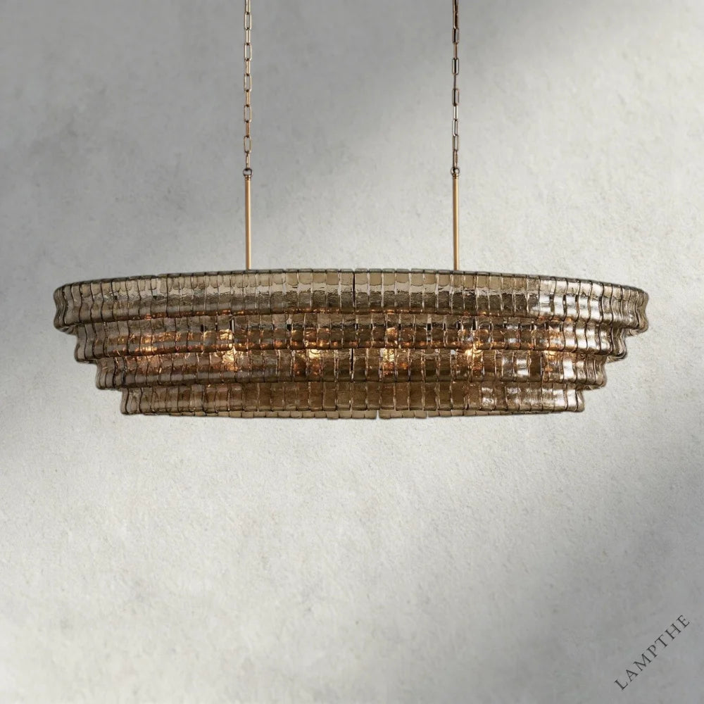 65" / Brass / Smoke Ghiaccio Oval Chandelier 54", 65"