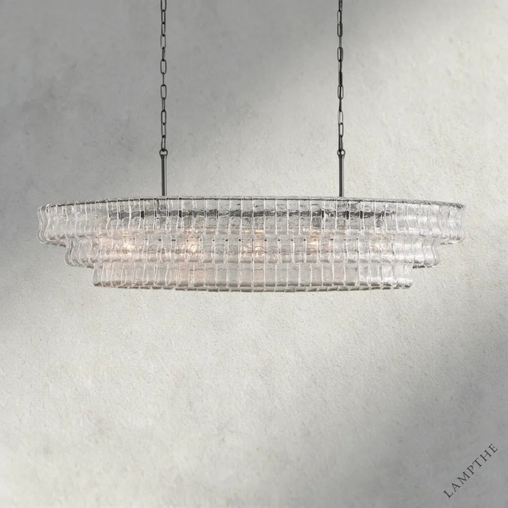 54" / Bronze / Clear Ghiaccio Oval Chandelier 54", 65"
