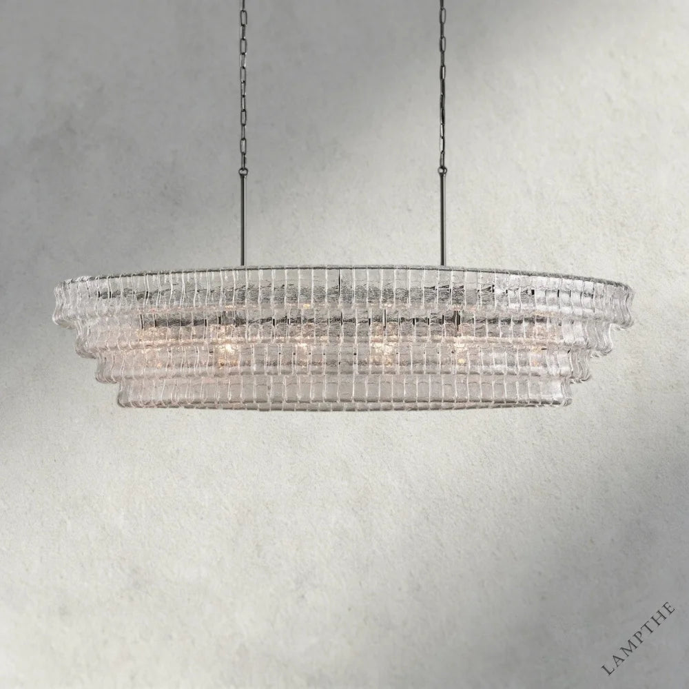 65" / Bronze / Clear Ghiaccio Oval Chandelier 54", 65"