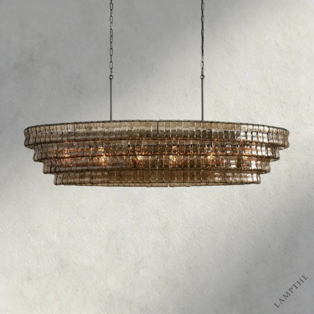 65" / Bronze / Smoke Ghiaccio Oval Chandelier 54", 65"