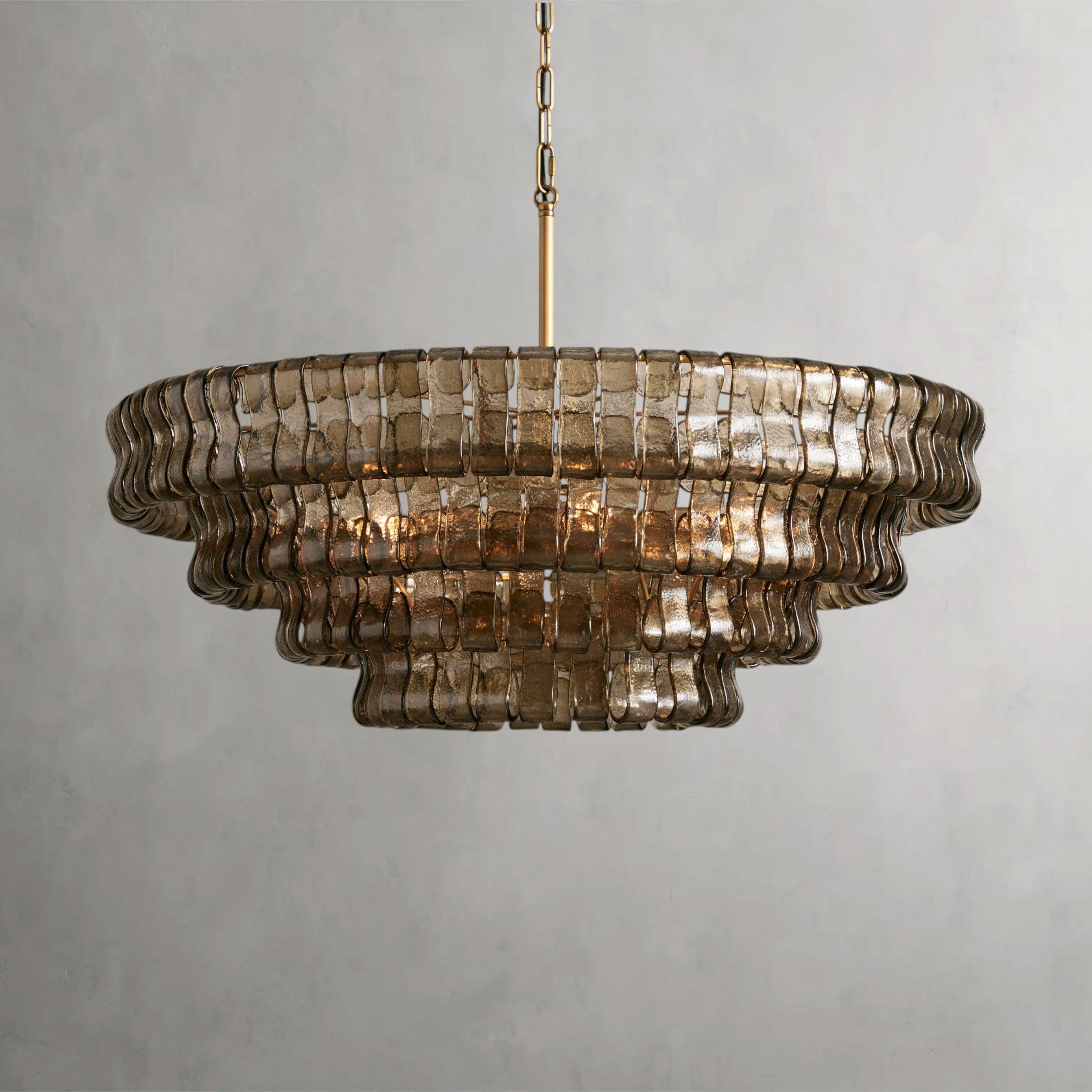 36" / BRASS / SMOKE Ghiaccio Round Chandelier 36", 48",60"