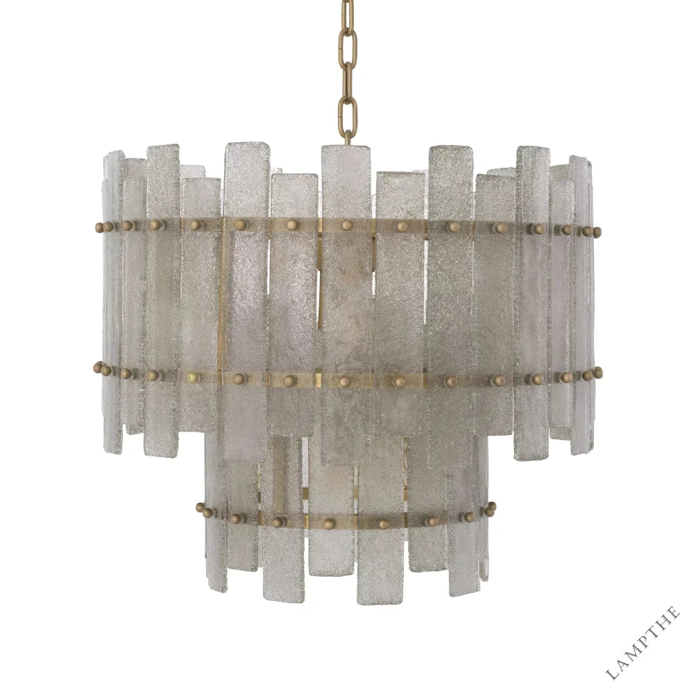Glacis Modern Brass Chandelier - (Antique Brass Finish | Hand Blown Glass)