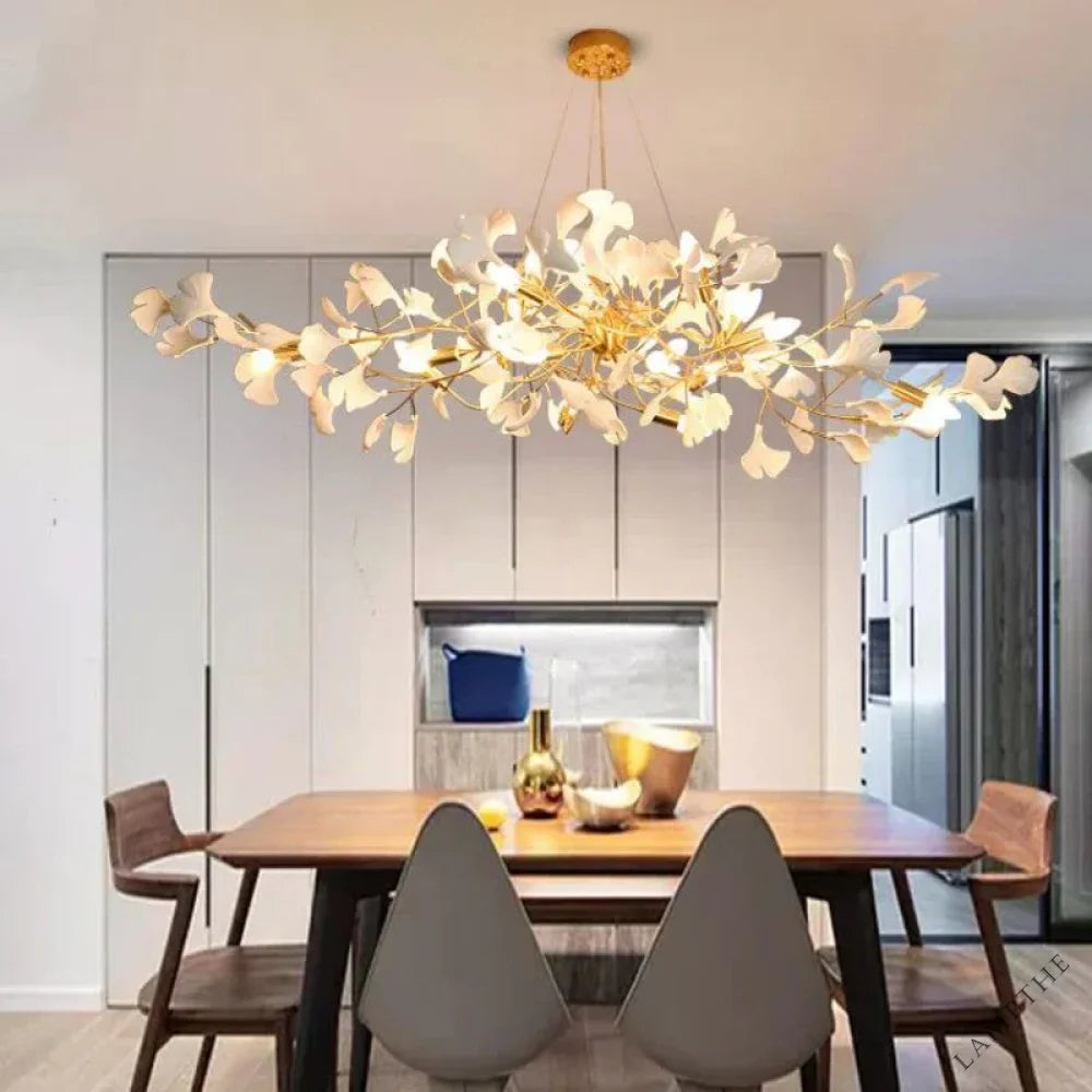 Glessy Ceramic Ginkgo C Branch Chandelier 59", 79"