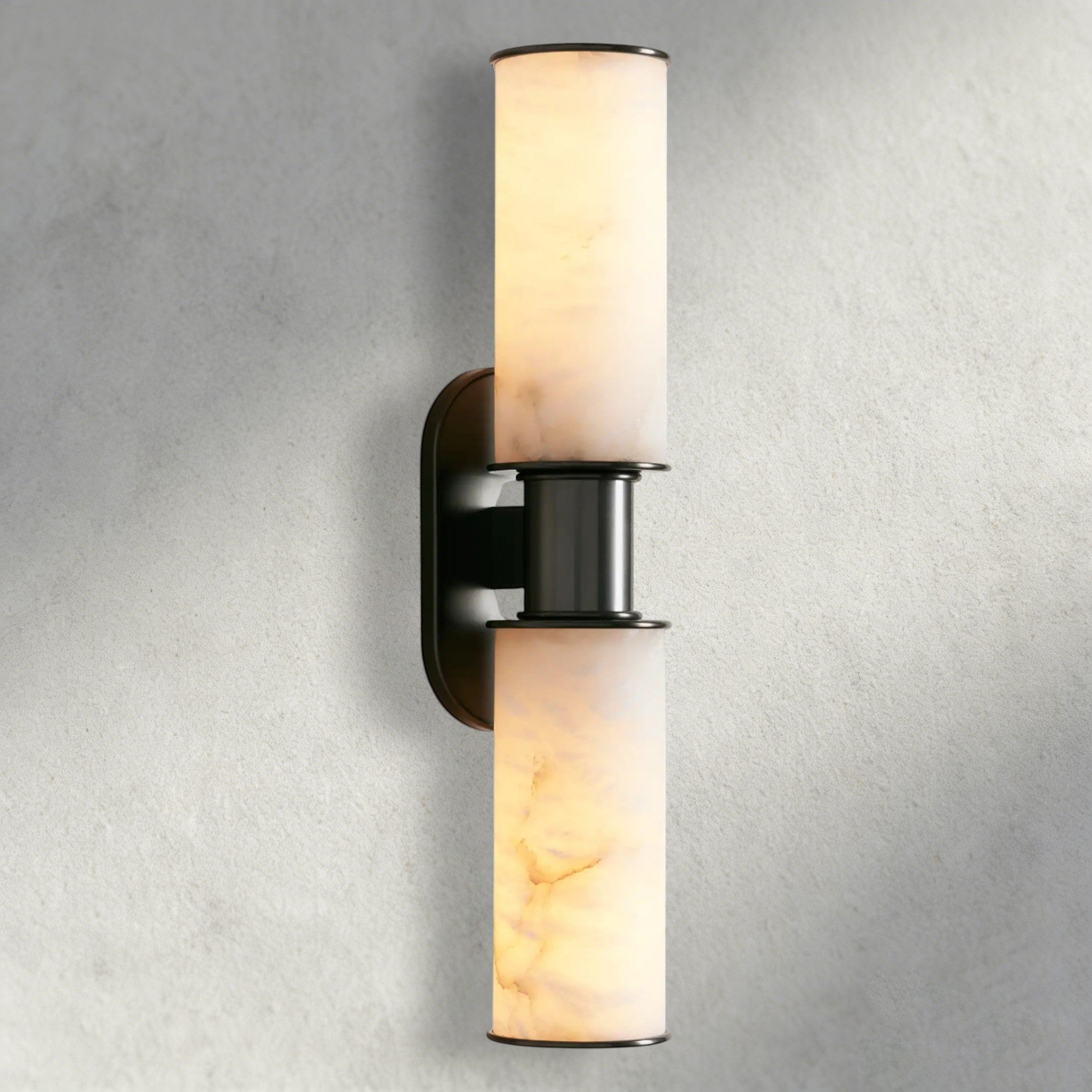 Bronze Harlin Double Sconce in Alabaster
