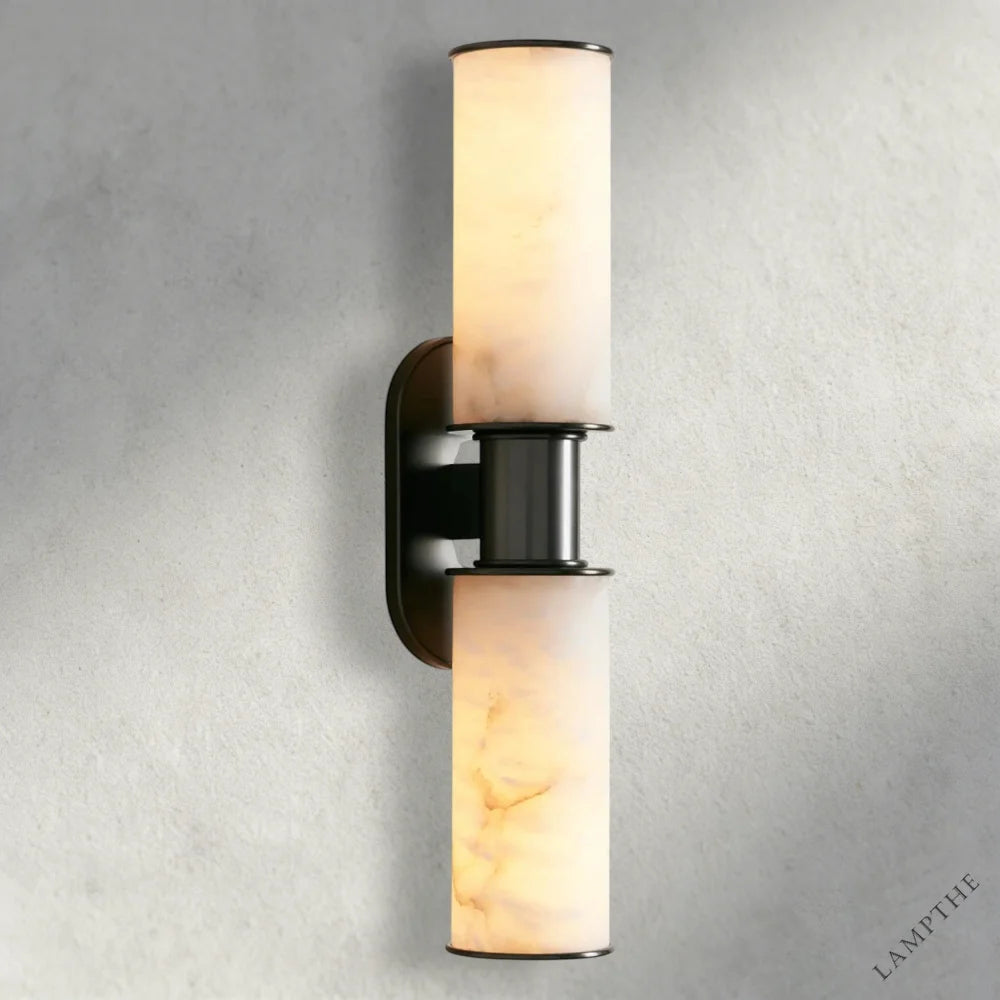 Bronze Harlin Double Sconce in Alabaster