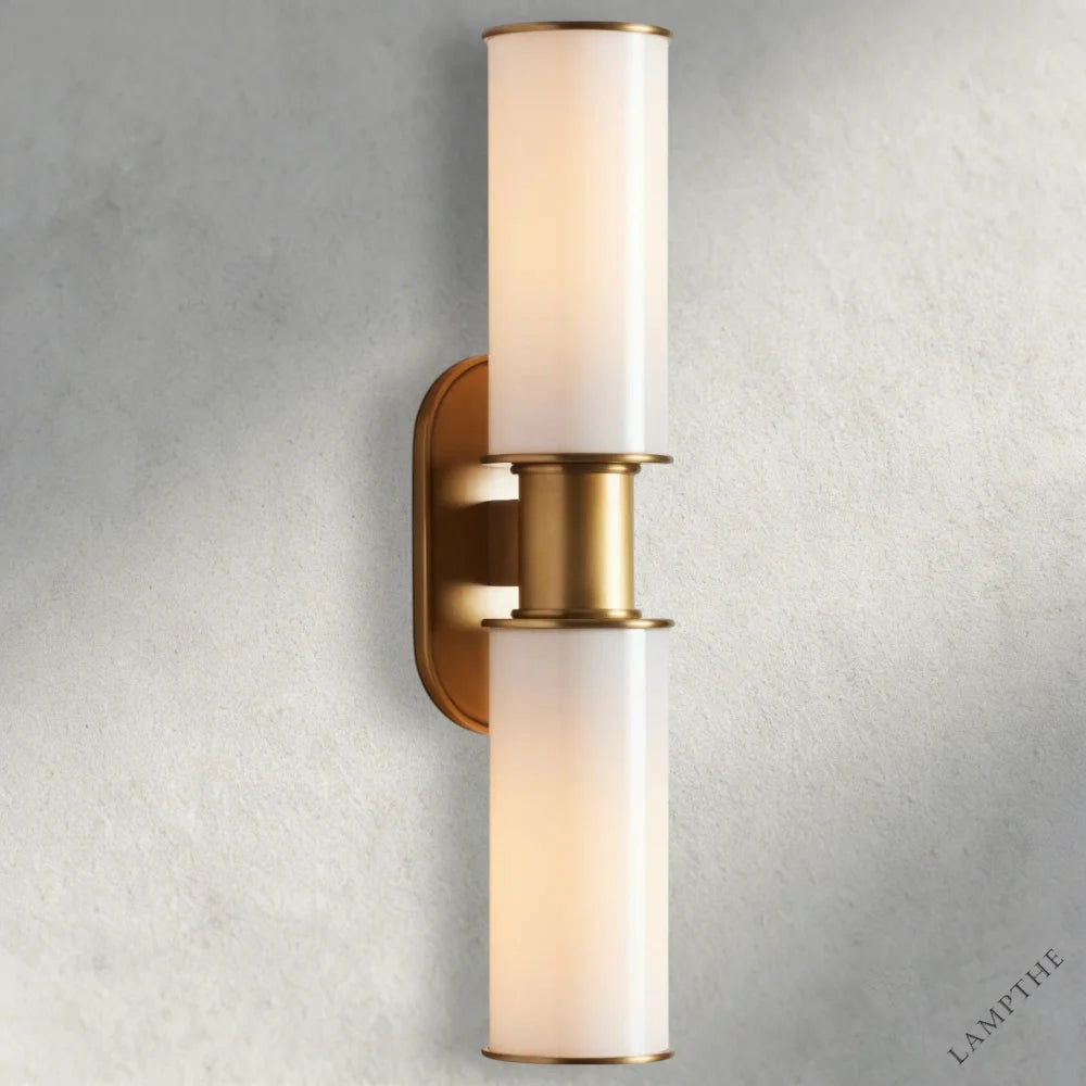 Brass Harlin Double Sconce in Milk