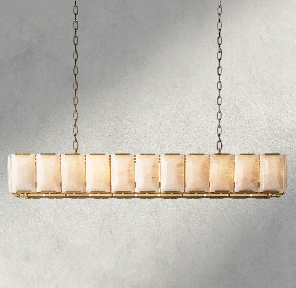 74" / Brass Harlow Calcite Rectangular Chandelier 42", 54", 62", 74"