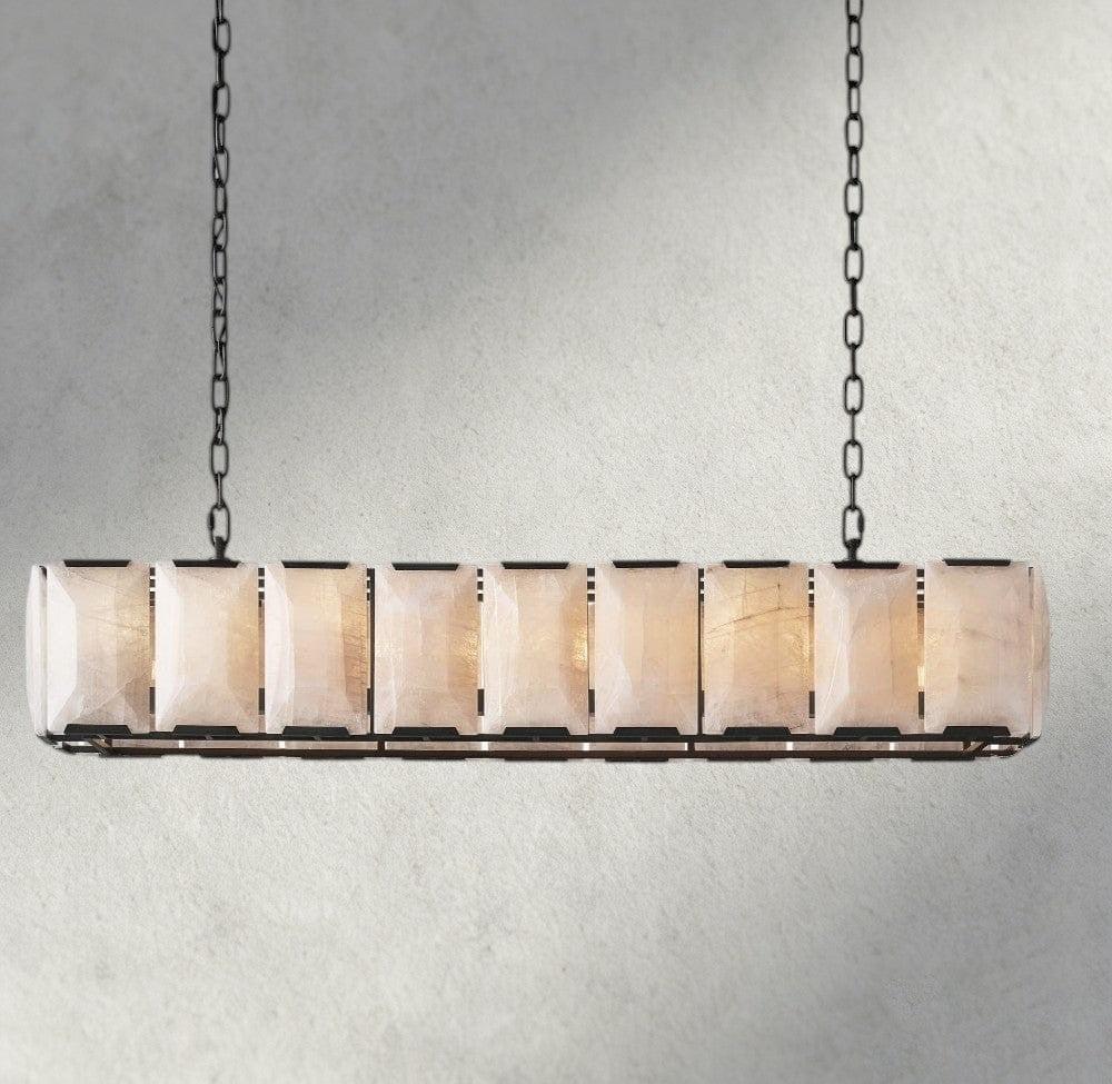 62" / Bronze Harlow Calcite Rectangular Chandelier 42", 54", 62", 74"