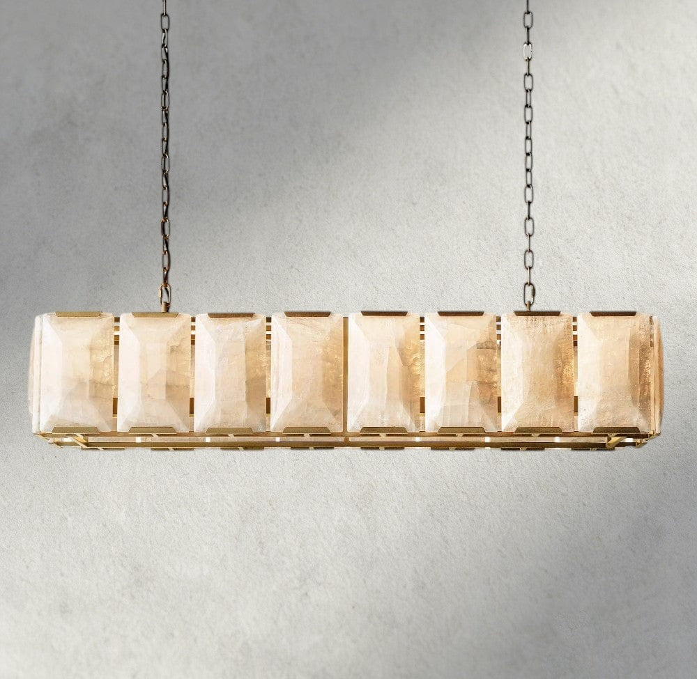 54" / Brass Harlow Calcite Rectangular Chandelier 42", 54", 62", 74"