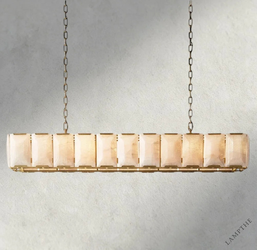 74" / Brass Harlow Calcite Rectangular Chandelier 42", 54", 62", 74"