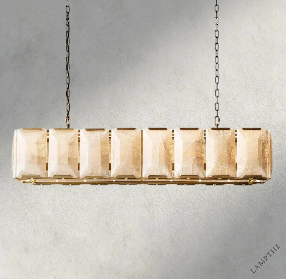 54" / Brass Harlow Calcite Rectangular Chandelier 42", 54", 62", 74"