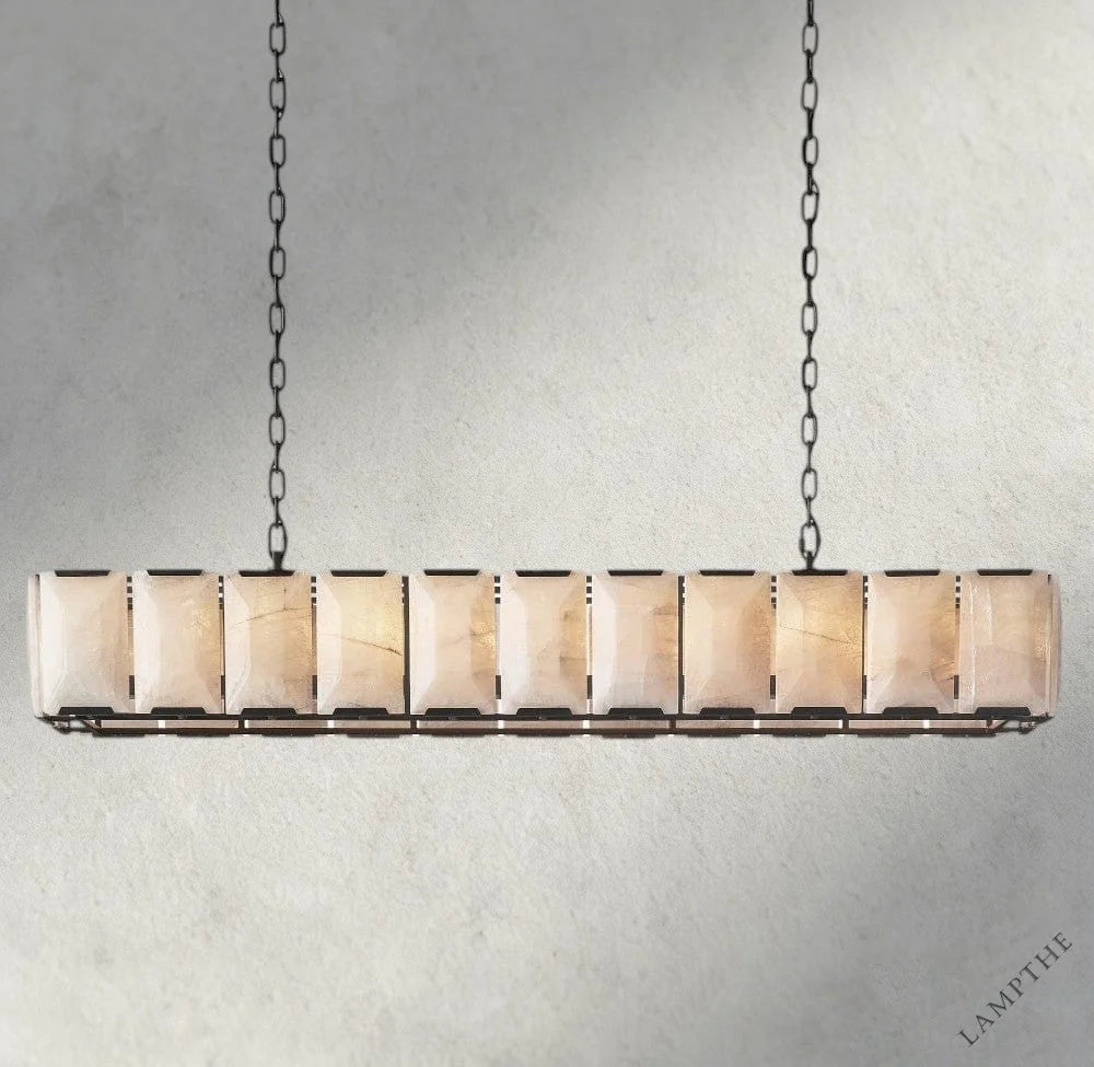 74" / Bronze Harlow Calcite Rectangular Chandelier 42", 54", 62", 74"