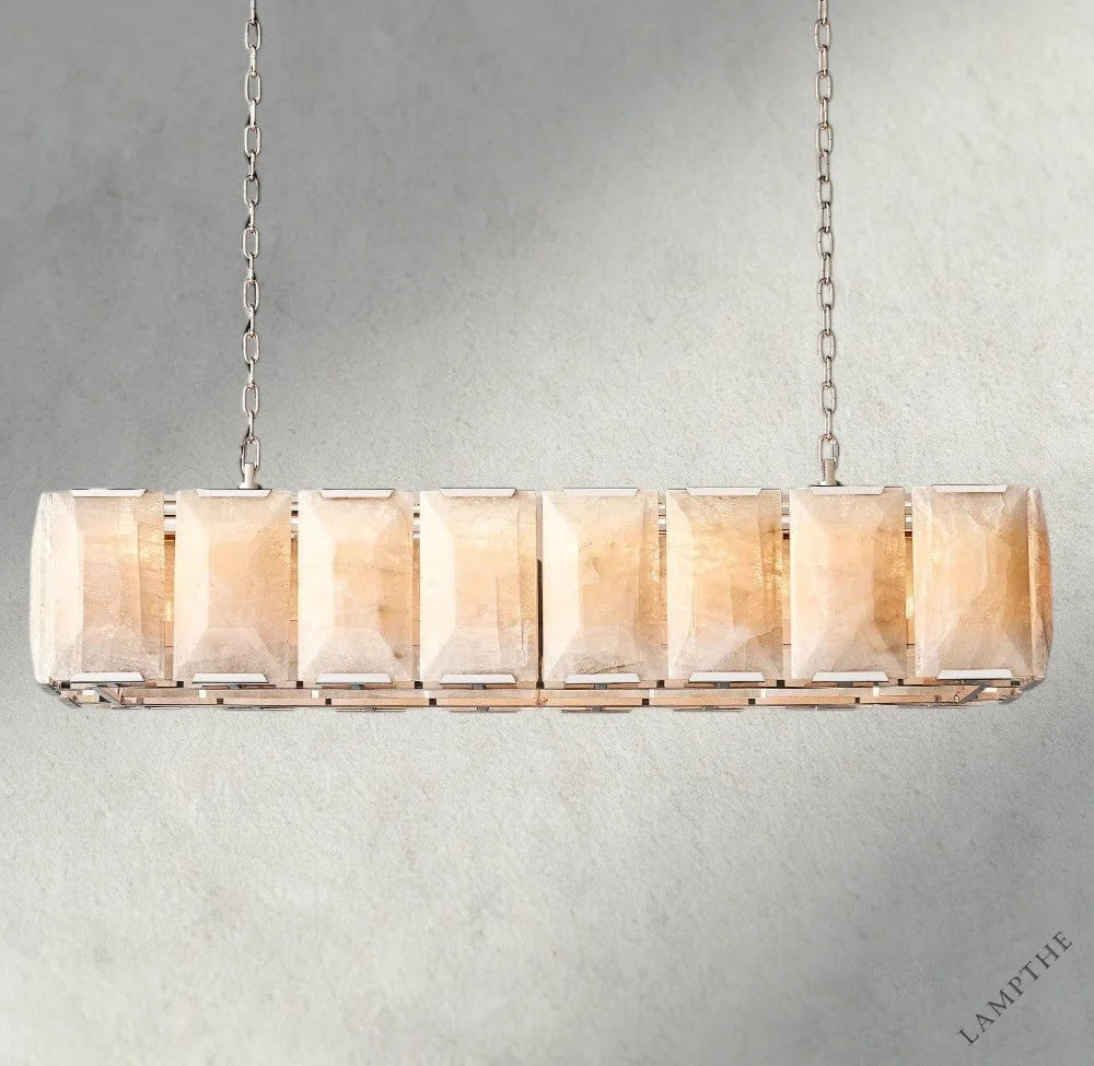54" / Nickle Harlow Calcite Rectangular Chandelier 42", 54", 62", 74"