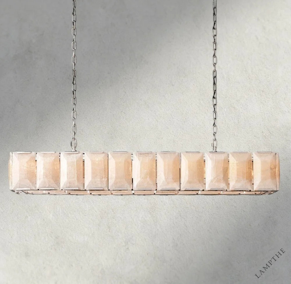 74" / Nickle Harlow Calcite Rectangular Chandelier 42", 54", 62", 74"