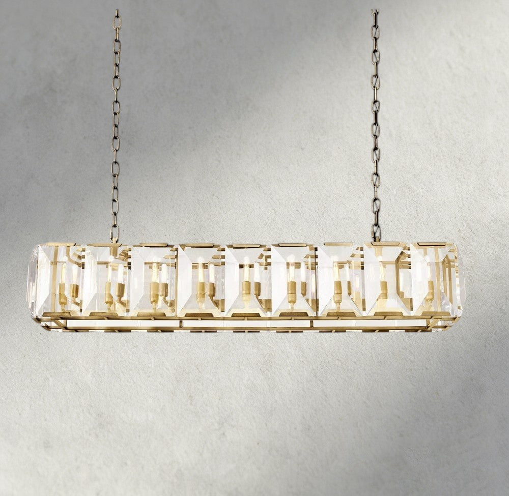62" / Brass Harlow Crystal Rectangular Chandelier 42", 54", 62", 74"