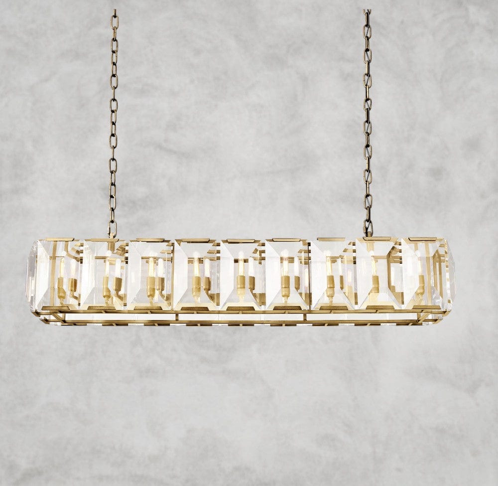62" / Brass Harlow Crystal Rectangular Chandelier 42", 54", 62", 74"