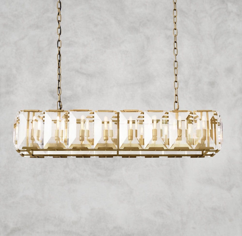 54" / Brass Harlow Crystal Rectangular Chandelier 42", 54", 62", 74"