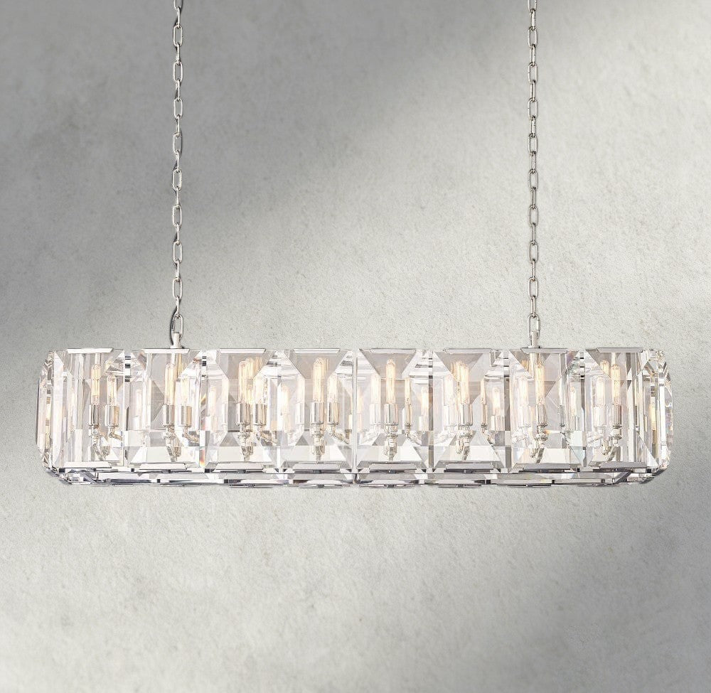 54" / Nickle Harlow Crystal Rectangular Chandelier 42", 54", 62", 74"
